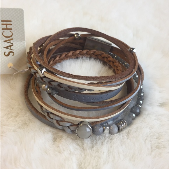 SAACHI Jewelry - New  Saachi Engraved Faux Leather Wrap Bracelet